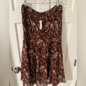Christopher & Banks A-Line Skirt - Magenta and Brown Floral Size 12 NWT